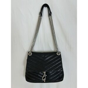 Rebecca Minkoff Quilted Leather Edie Chevron Flap Shoulder/Crossbody Bag Black